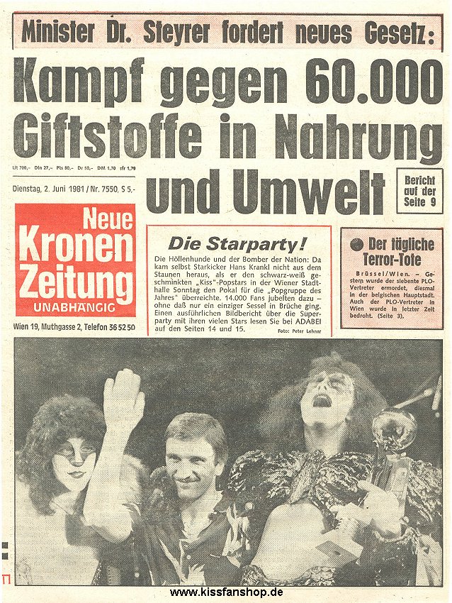 Titelseite der Kronen Zeitung vom 2 Juni 1981 Hier ansehen